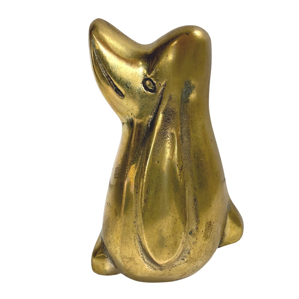 SOLID BRASS Vintage Leonard Basset Hound Dog Figurine Puppy Paperweight 3.5"